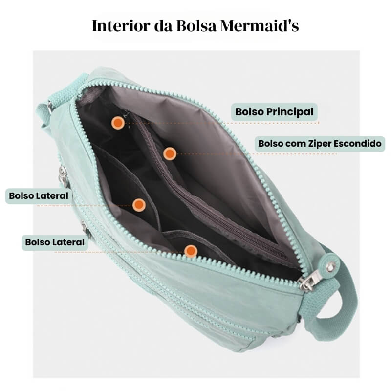Bolsa Transversal Feminina Impermeável Mermaid's® - (DESCONTO DE LANÇAMENTO)